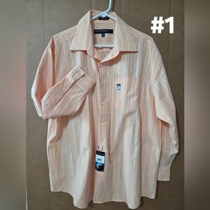 Perry Ellis Men's Orange Striped Shirt